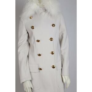EMILIO PUCCI Mongolian Fur White Wool Double Breasted Coat Size 40 US 6